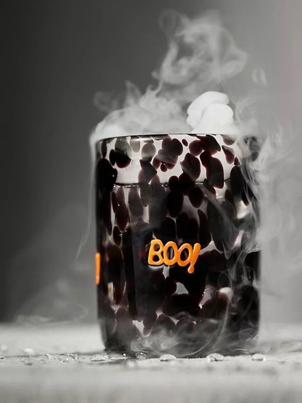 Anthropologie Black & Orange 'Boo' Speckled Glass Candle
